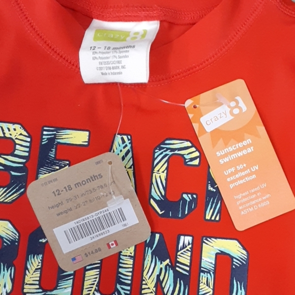 NWT 12-18M rashguard swim top and swim trunks - Picture 3 of 8